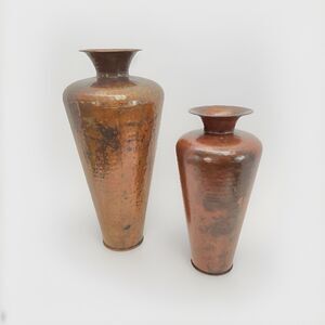 Hammered Copper Vases Arts & Crafts Mission Style Set Of 2 Tall Decor Industrial